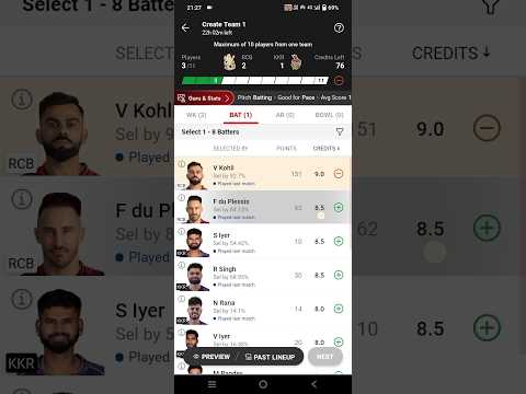 RCB vs KKR dream11 team kaise banaye || RCB vs KKR dream11 team kaise banaye