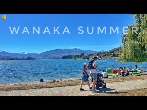 Wanaka Town Centre Walk Dec 2023 | New Zealand Walking Tour 4K | Lake Wanaka | New Zealand Summer