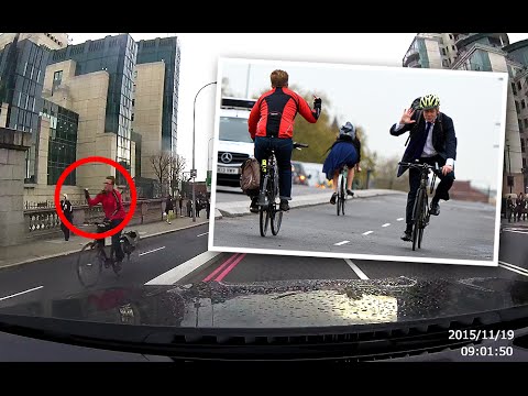 Caught on dashcam: Cyclist sticks finger up at Boris Johnson