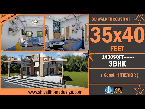 🏡 35x40 House Design 3D | 1400 Sqft | 5 BHK | East Facing #ShivajiHomeDesign