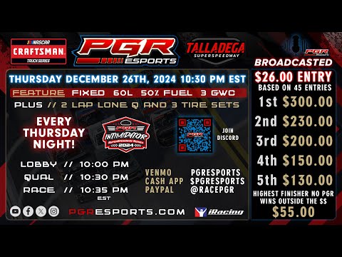 PGR eSports Intimidator Superspeedway Series | Talladega | 12/26/24 | PGR eSports