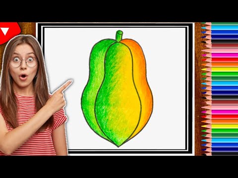 how to draw a papaya drawing | papaya drawing colour | easy beautiful fruits drawing