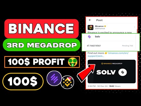 100$ Profit 😱 Binance 3rd Megadrop SOLV Airdrop 🤑 SOLV Megadrop Join Process 💰