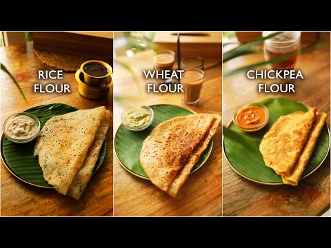 🥞 3 hot and crispy instant Dosa or pancakes  with only 4 ingredients - ASMR