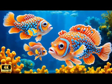 Aquarium 4k VIDEO (ULTRA HD) - Charming Fish of the Coral Reef Ecosystem - Marine Life, Sea Animals