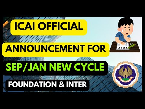 |ICAI Official Announcement For New Cycle September / January | Last Cut Off Date|